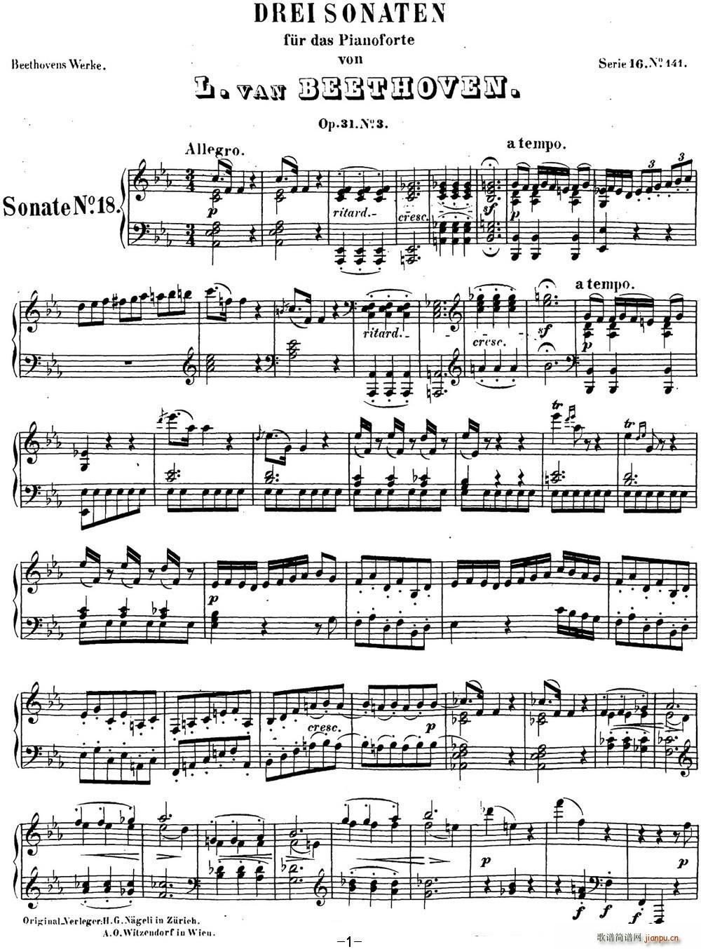 ؐQ18 C E{ Op 31 No 3 E flat major(V)1