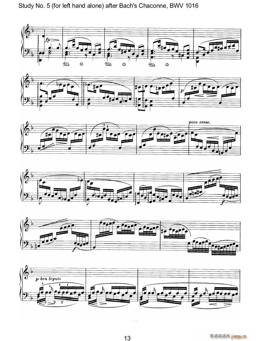 Bach Brahms BWV1016 Chaconne as Etude 5 left hand(V)25