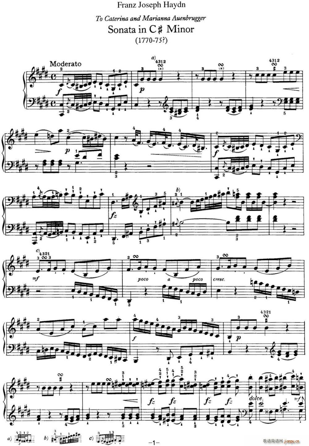 D Q Hob XVI 36 in C sharp minor(V)1