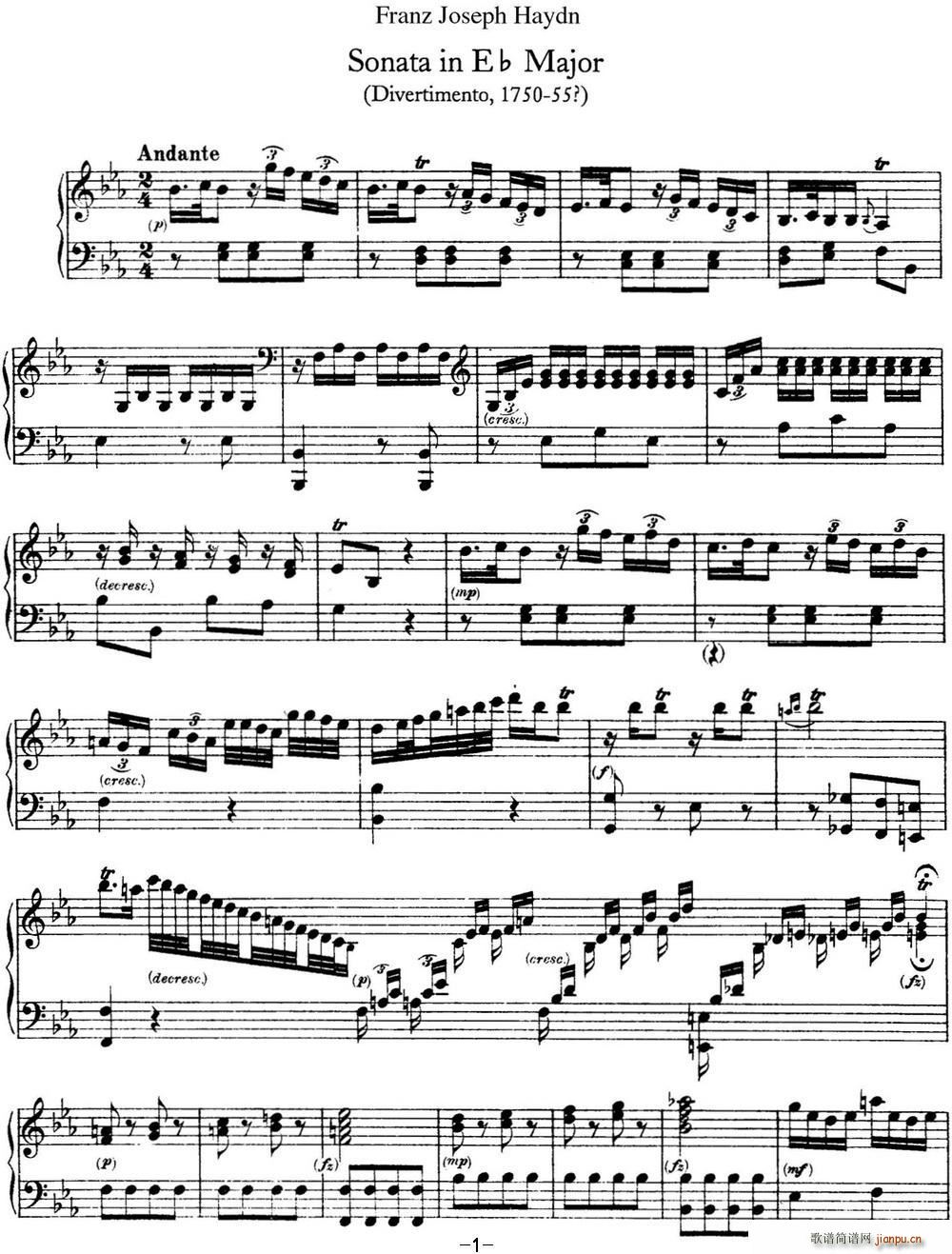 D Q Hob XVI 16 Divertimento Eb major(V)1