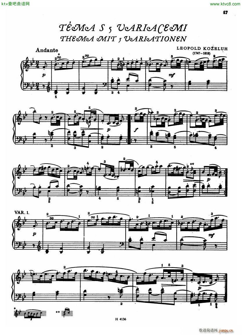Czech piano variations from 18th century(V)15
