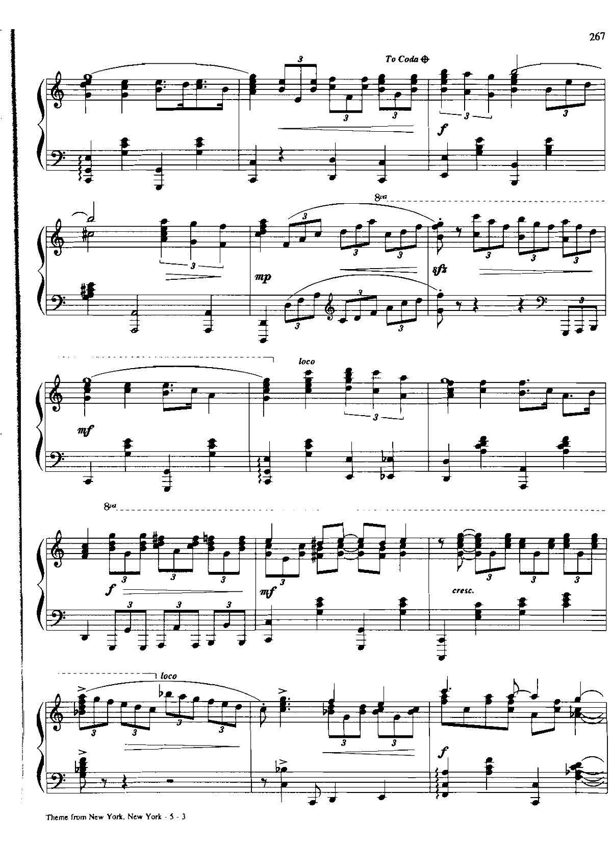 THEME FROM NEW YORK NEW YORK Dan Coates { (V)3