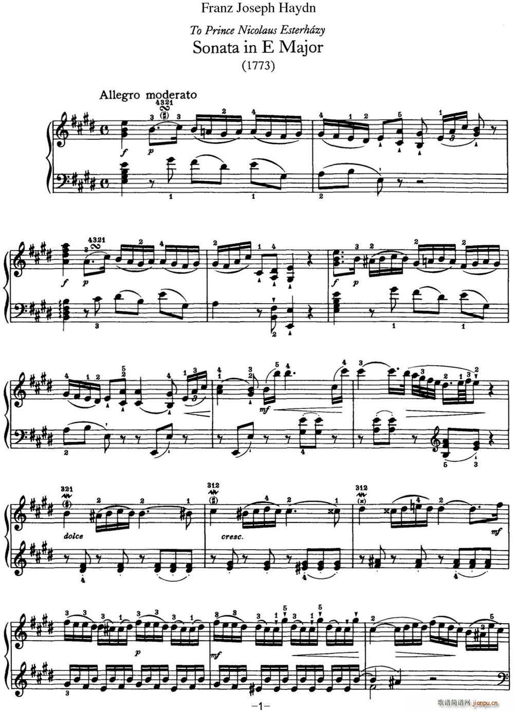 D Q Hob XVI 22 in E major(V)1