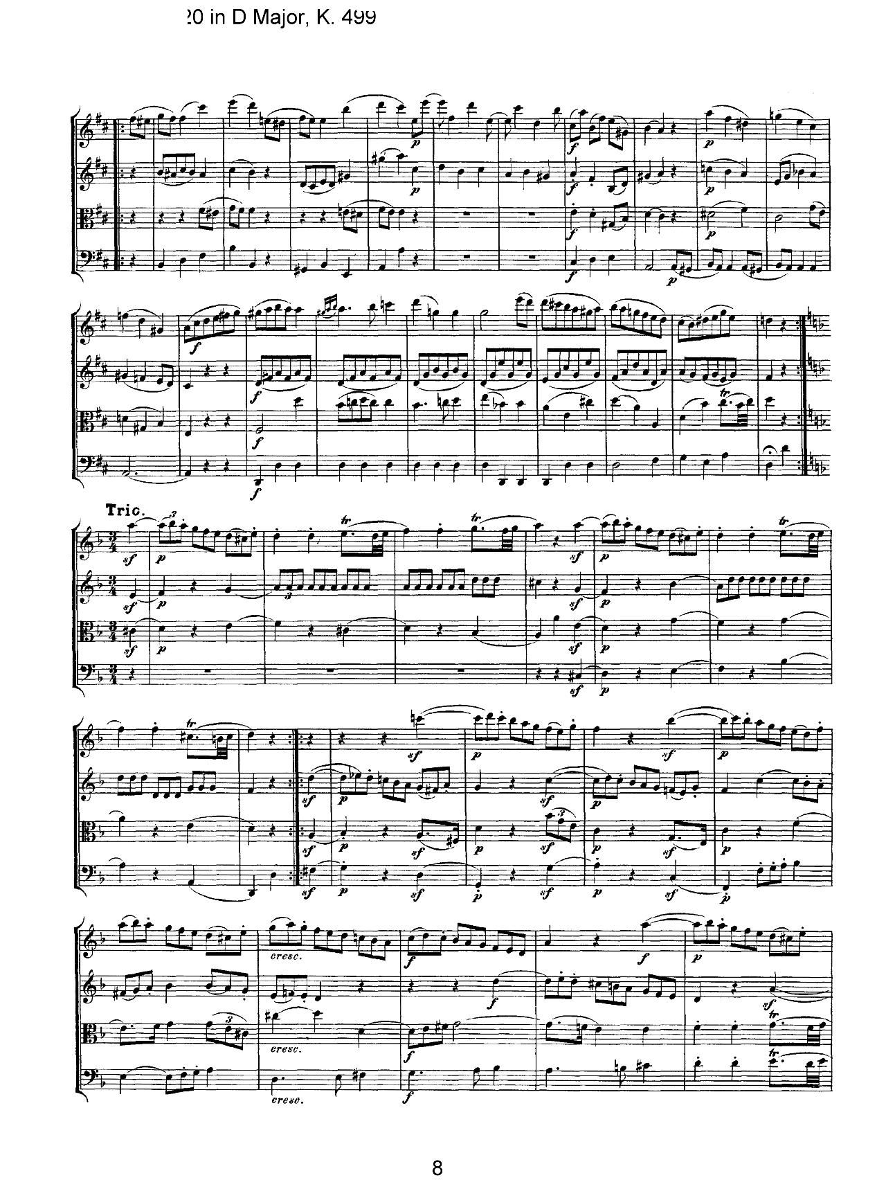 Mozart Quartet No 20 in D Major K 499(V)8