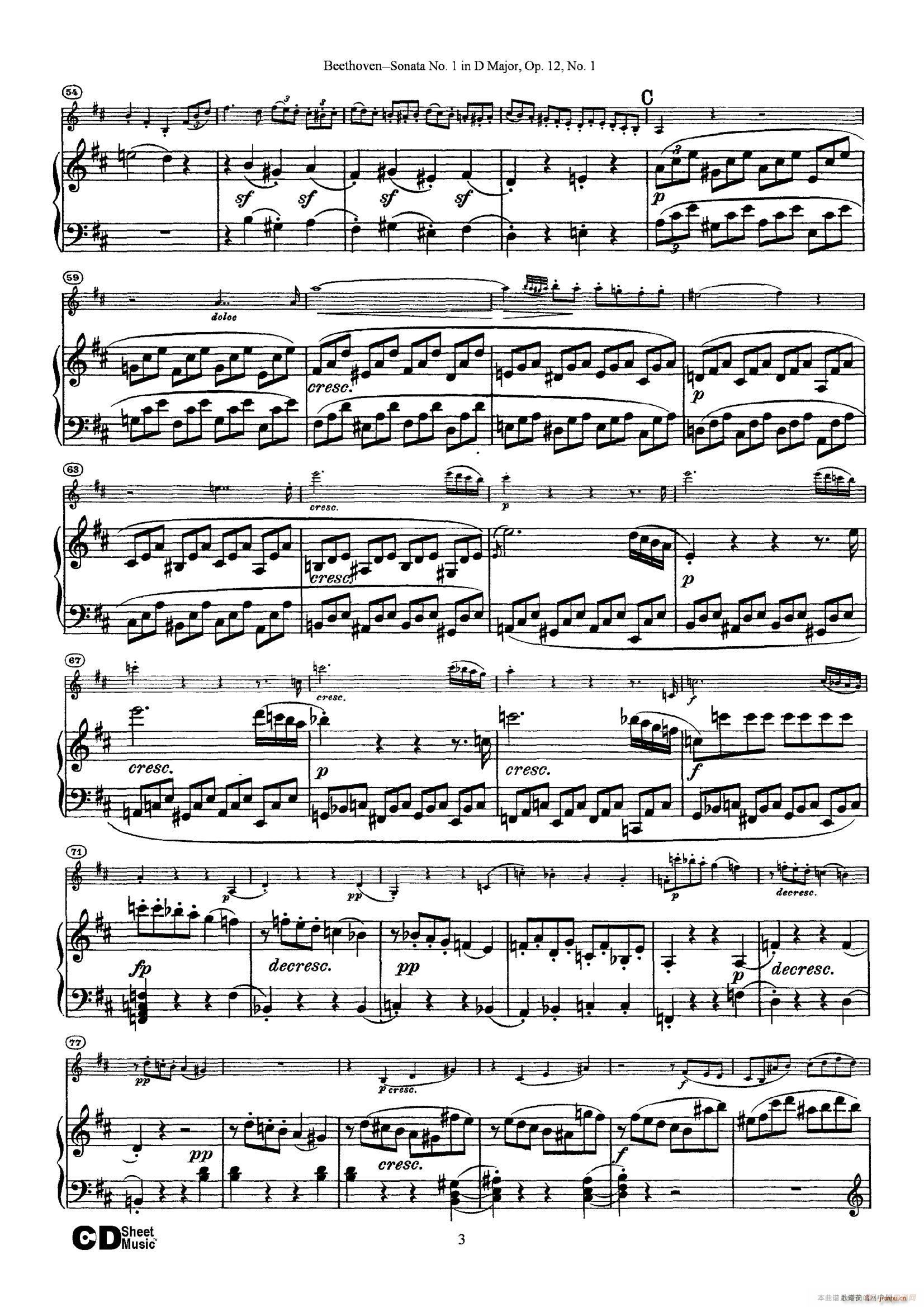 D{һСQ Sonata No 1 in D Major Op 12 No 1 ٰ(V)1