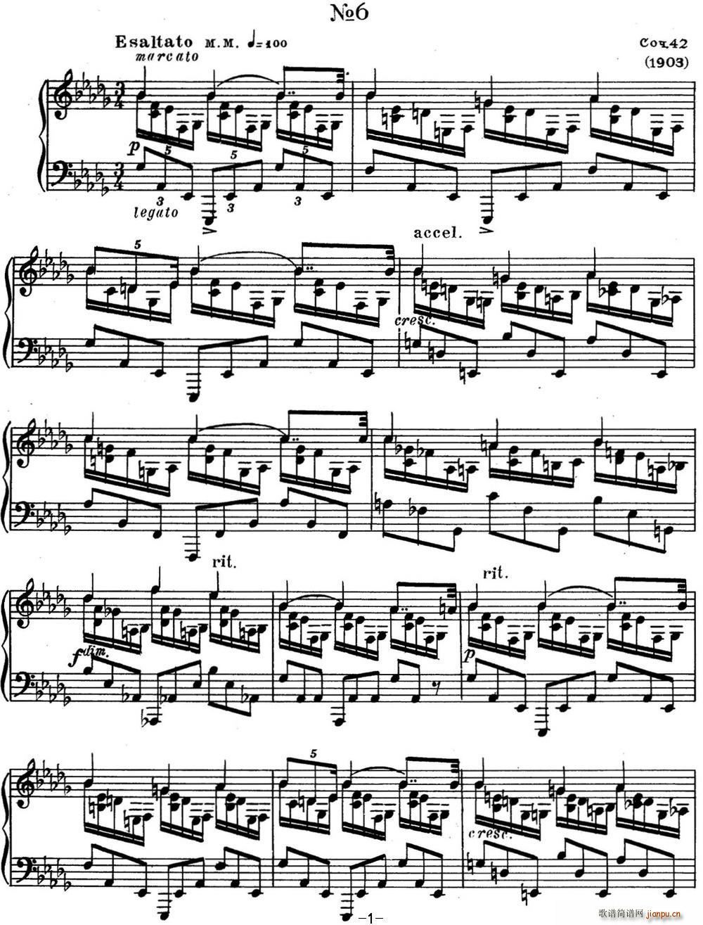 ˹e پ Op 42 No 6 Alexander Scriabin Etudes(V)1