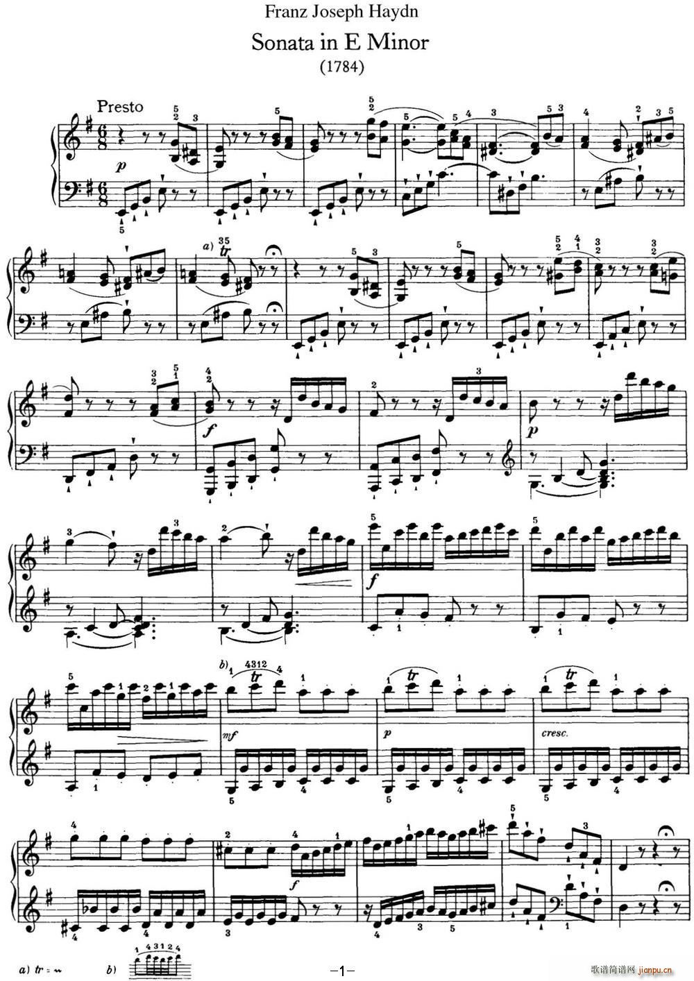 D Q Hob XVI 34 in E minor(V)1
