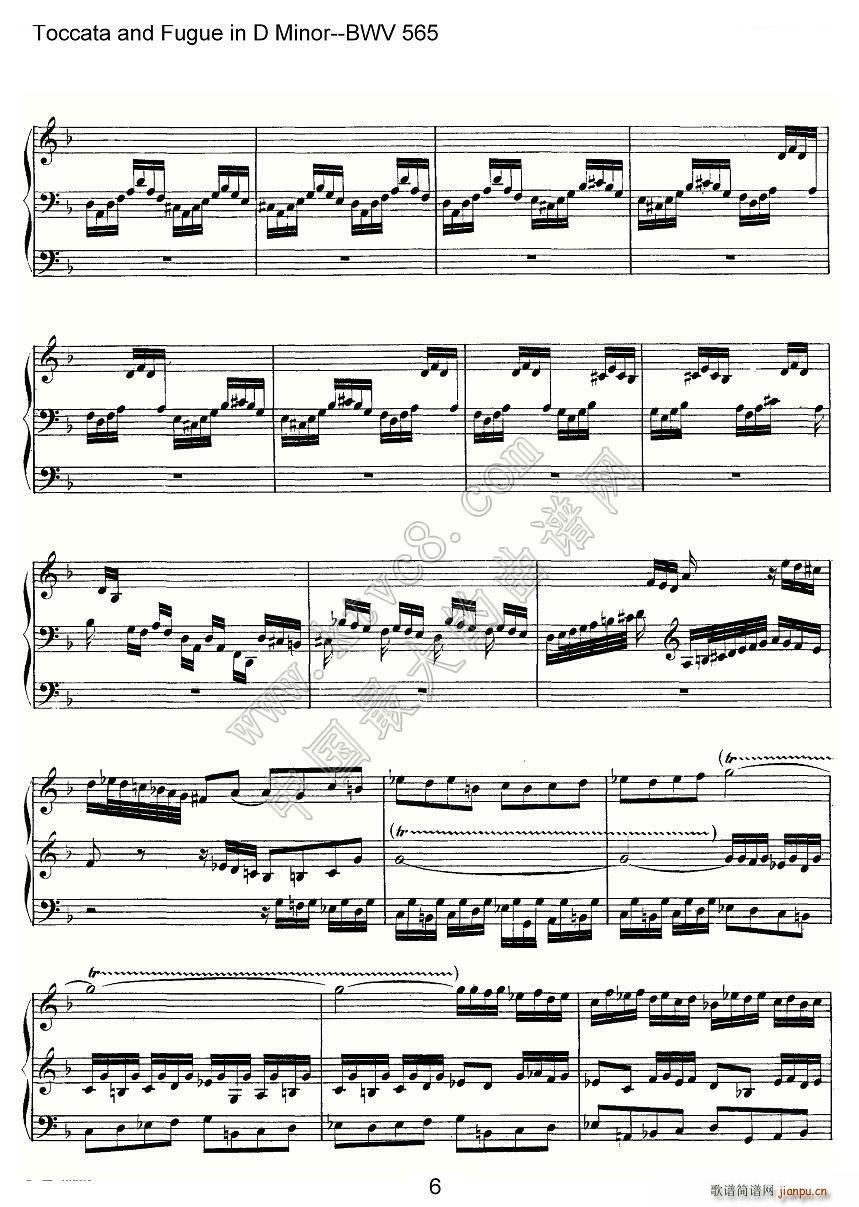 Toccata and Fugue in D Minor BWV 565 L(fng)V(ʮּ)6