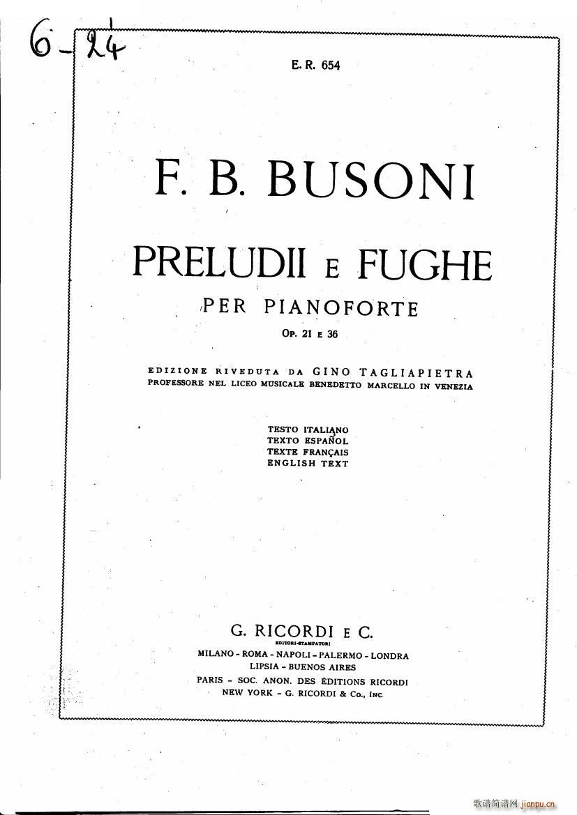 BUSONI Prelude and fugue op21 1(V)1