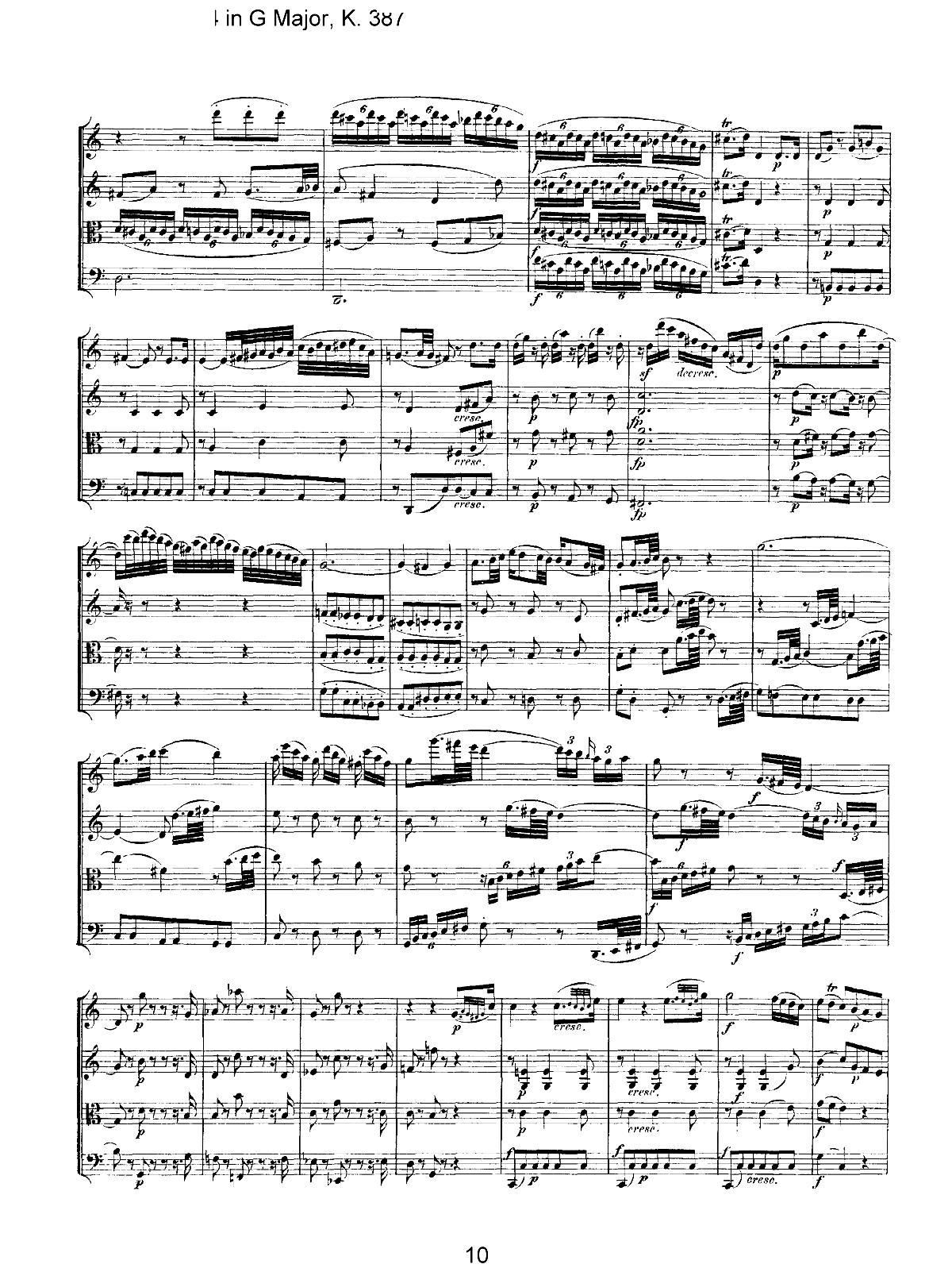 Mozart Quartet No 14 in G Major K 387(V)10