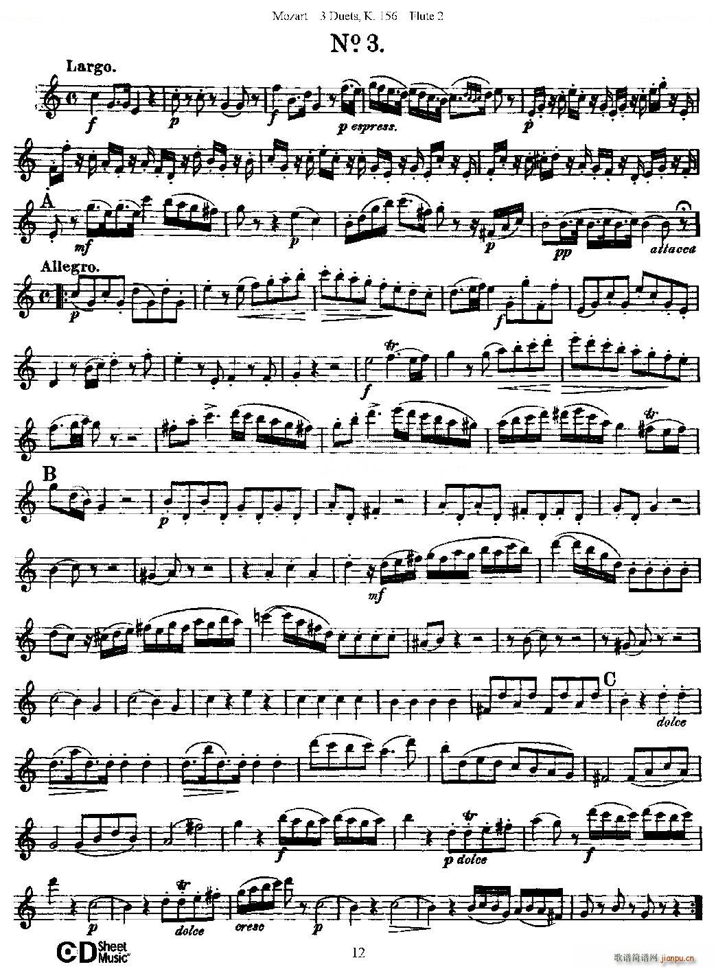 3 Duets K 156 ֮ڶL(chng)  K156̖ ~(ѺV)12