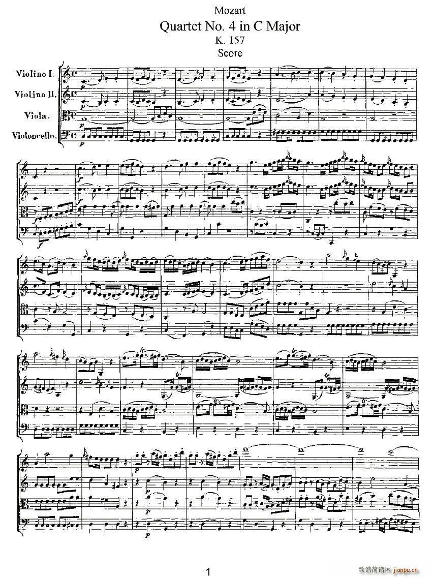 Quartet No 4 in C Major K 157 C{Ҙ(l )(V)1