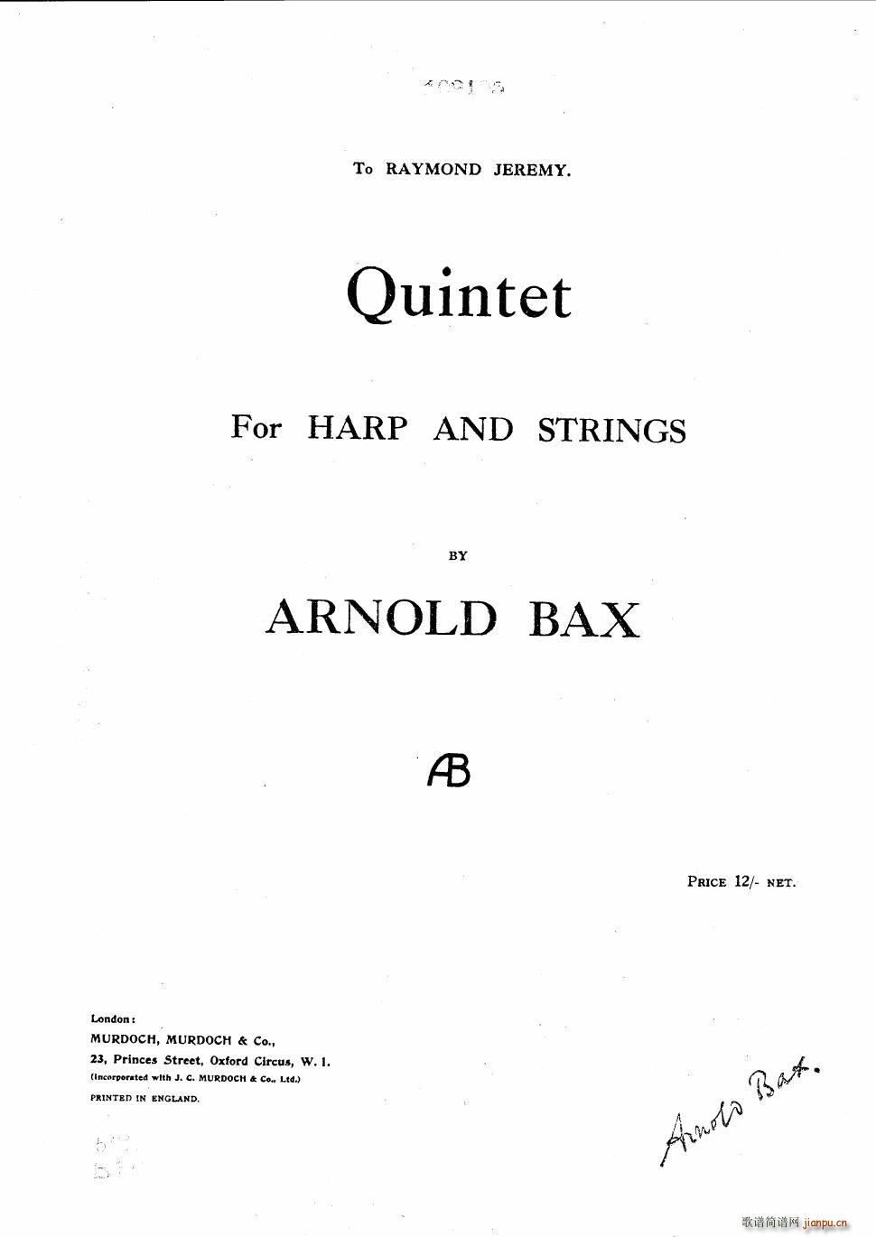 Bax Quintet for Harp and Strings(V)1