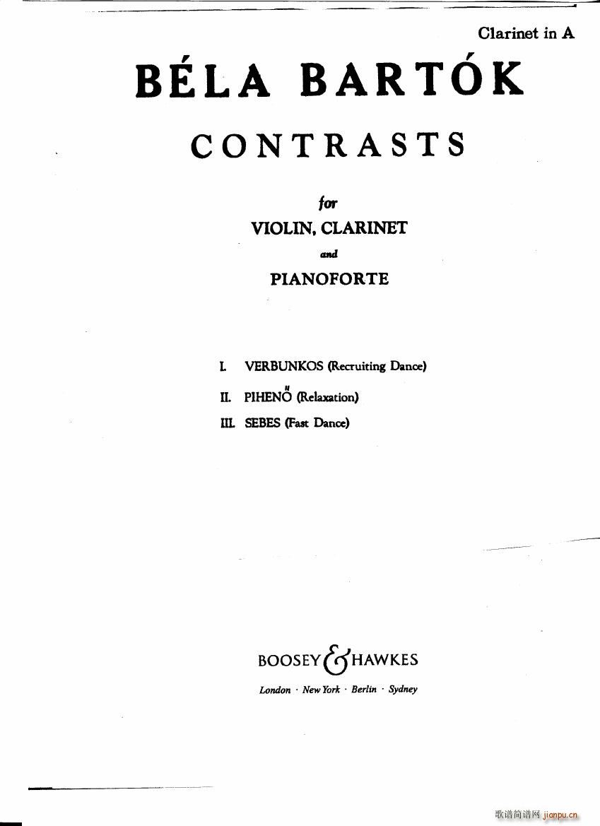 Bartok SZ 111 Contrasts clarinets A and Bb(V)1