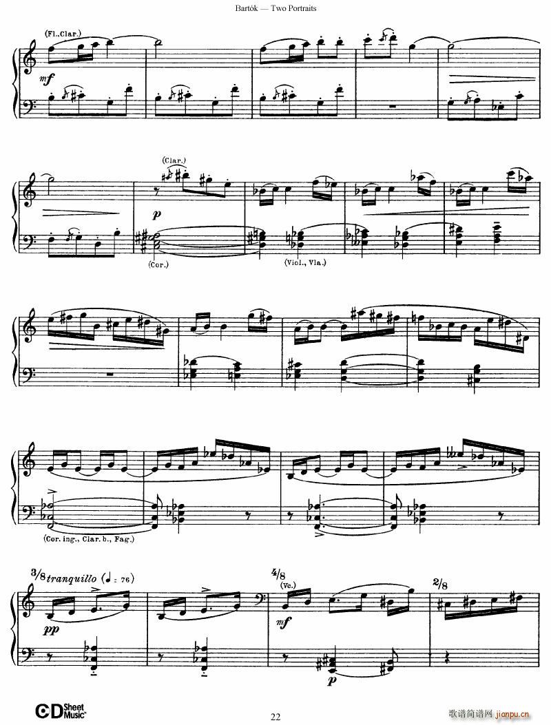 Bartok SZ 37 Two Portraits op 5(V)22