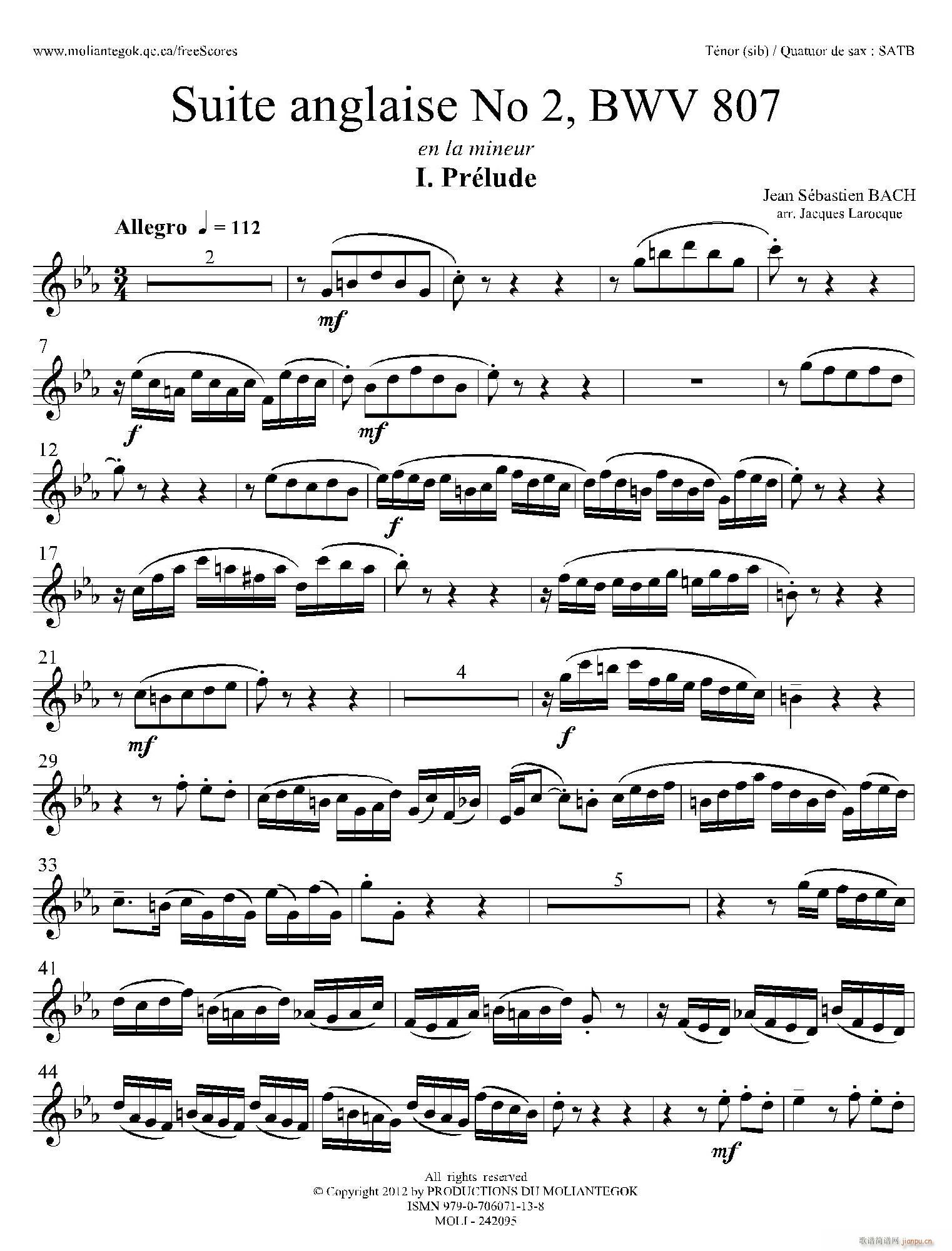 Suite anglaise No 2 BWV 807 M֮ ǰ _˹(ʮּ)1