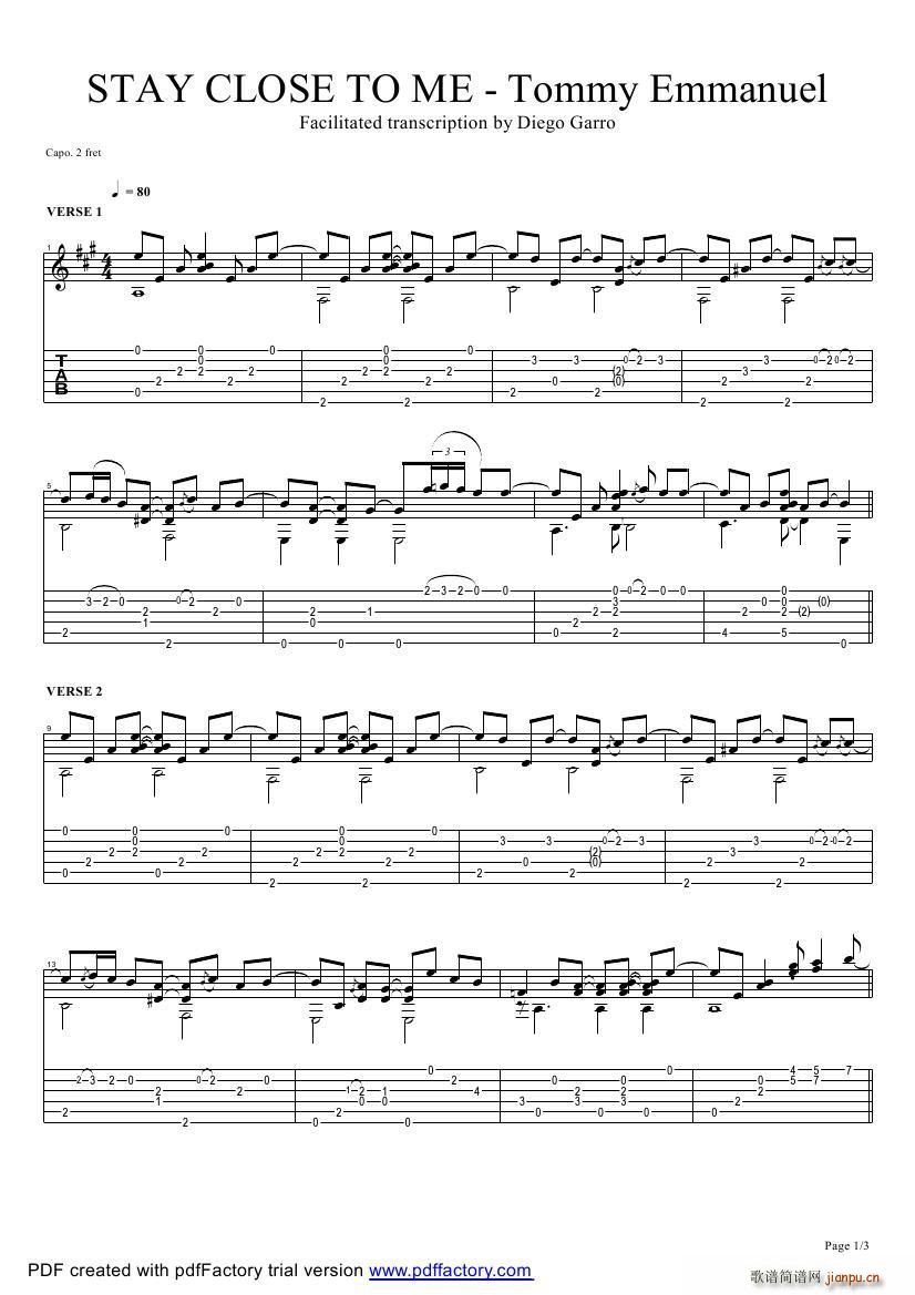 tommy emmanuel stay close to me version ָ(V)1