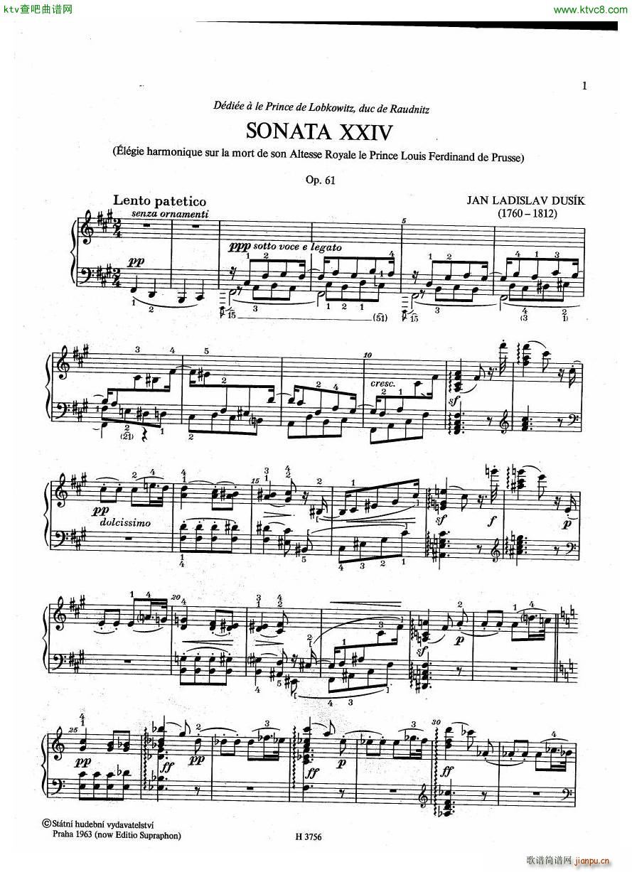 Dussek 61 Sonata Elegie Harmonique(V)1