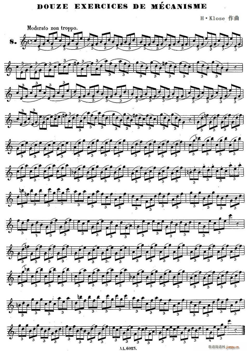 H Klose douze exercices de mecanisme 8(ʮּ)1