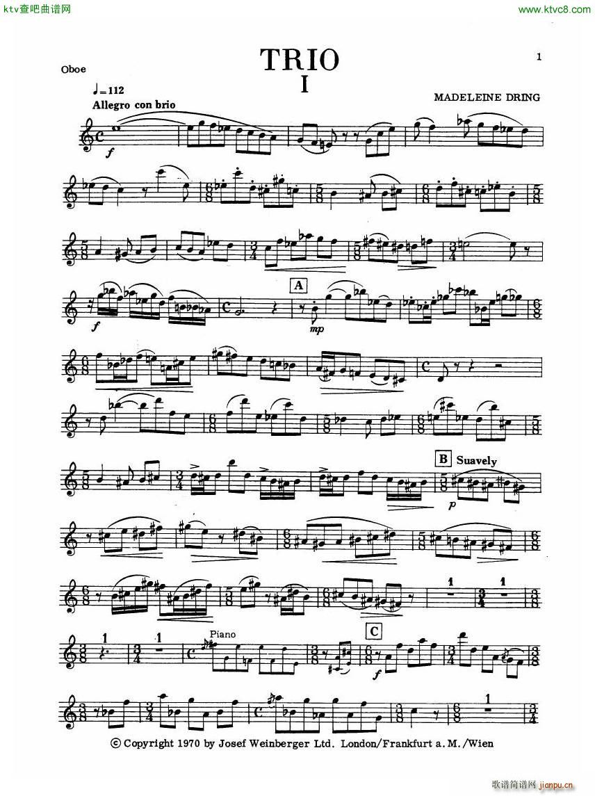 Madeleine Dring Trio For Flute Oboe And Piano(V)6