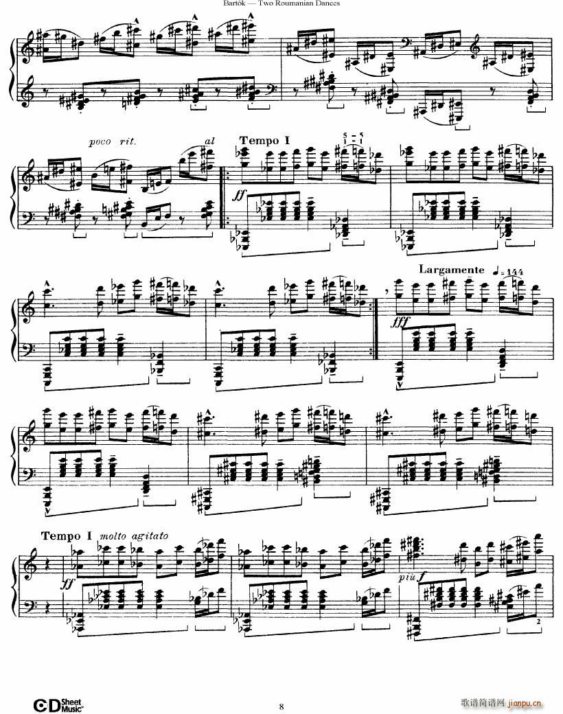 Bartok SZ 43 Two romanian dances op8a(V)8