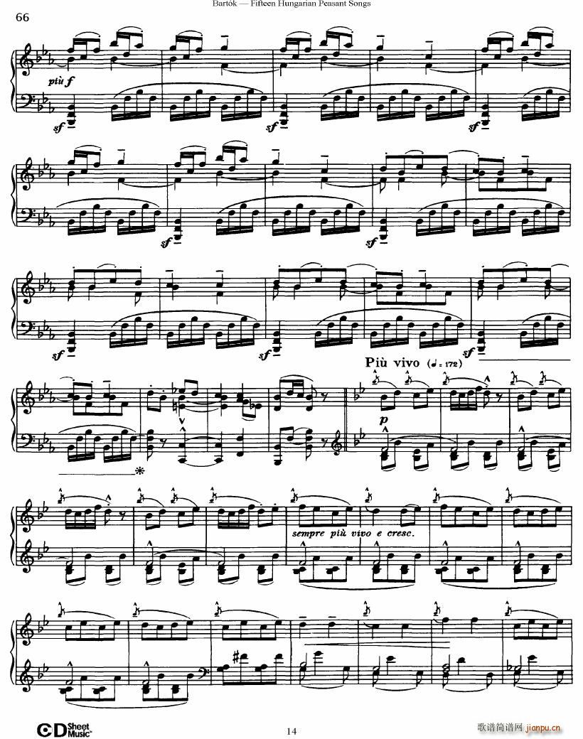 Bartok SZ 71 Fifteen Hungarian Peasant Songs Piano(V)14