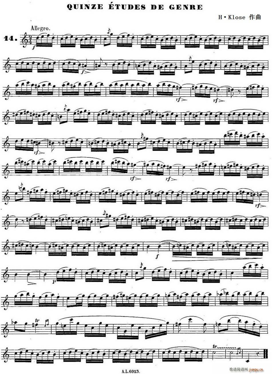H Klose Quinze etudes de genre 14(ʮּ)1