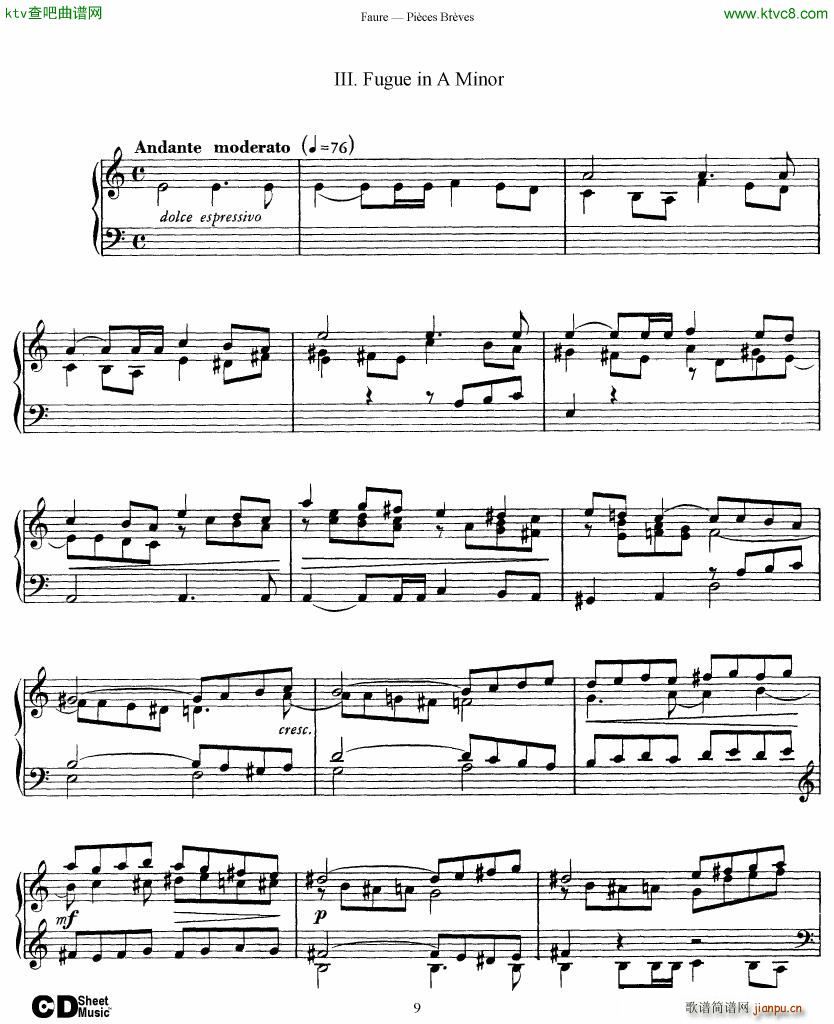 Faure 8 Pieces Breves Op 84(V)9