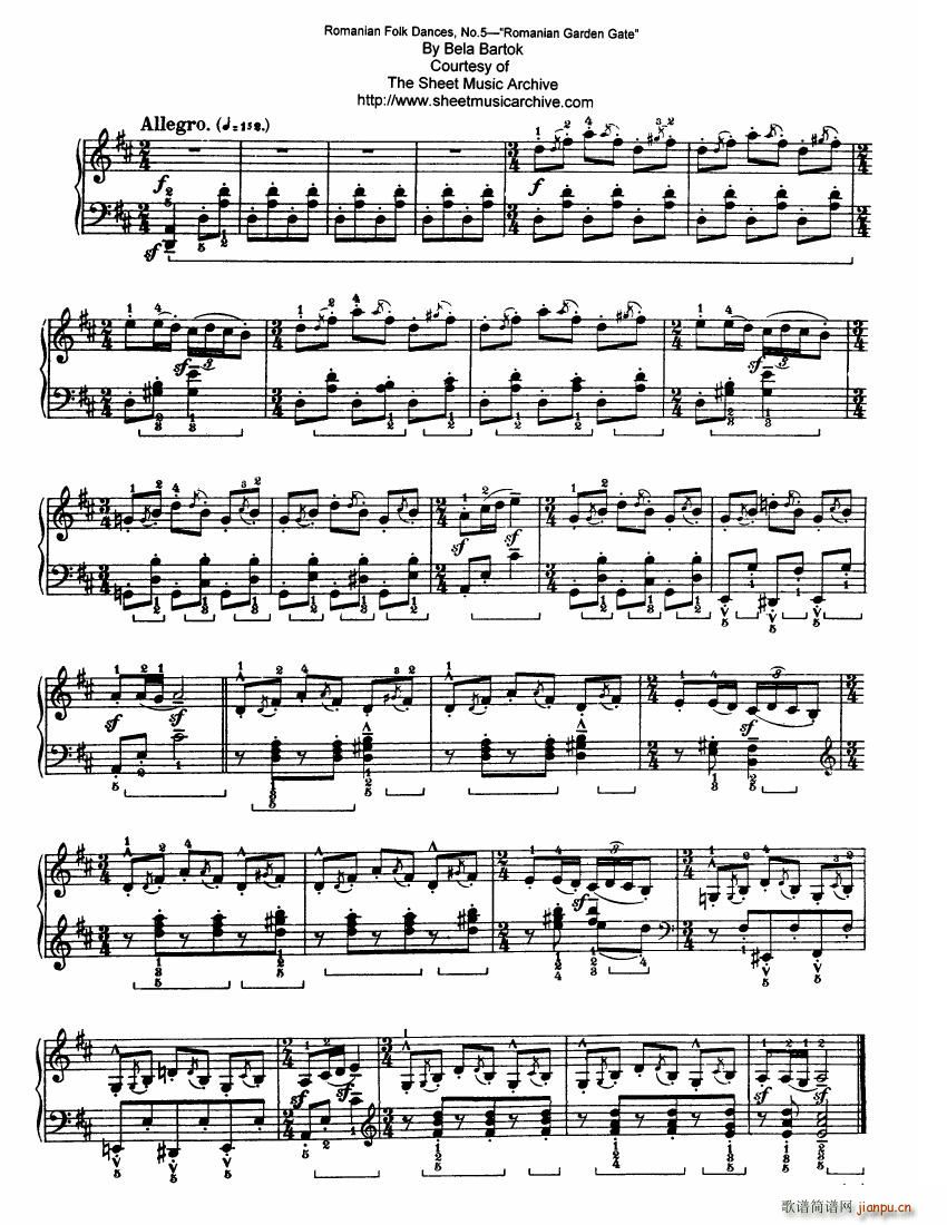 Bartok SZ 56 Six Romanian Folkdances(V)6