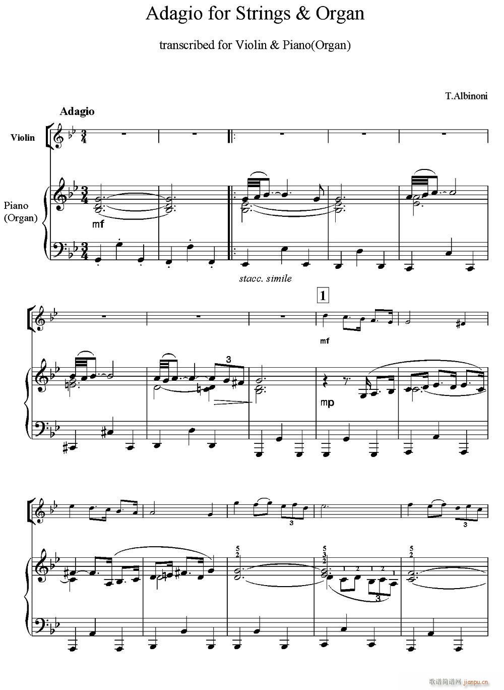 Adagio for Strings Organ  ٰ(V)1
