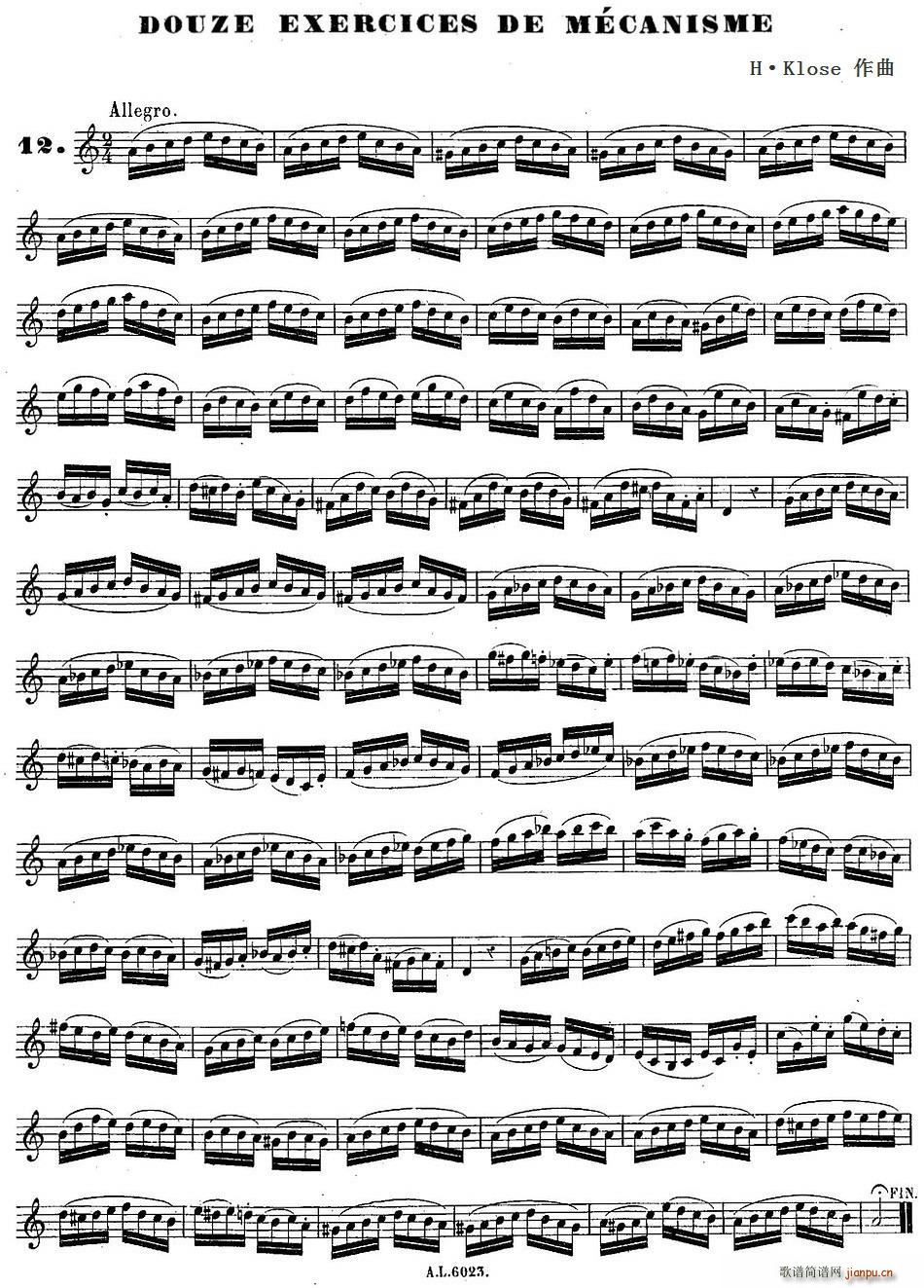 H Klose douze exercices de mecanisme 12(ʮּ)1