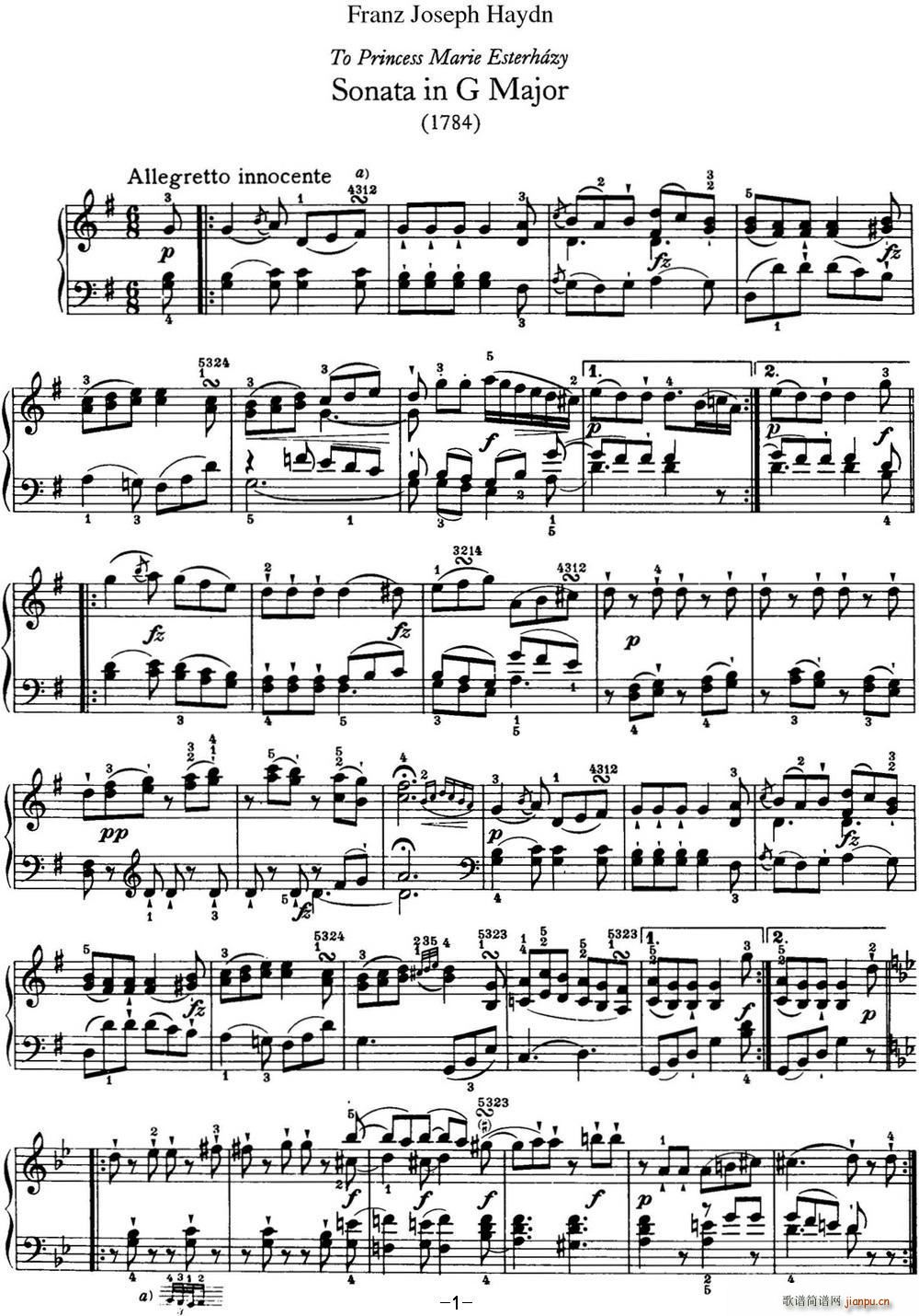 D Q Hob XVI 40 in G major(V)1