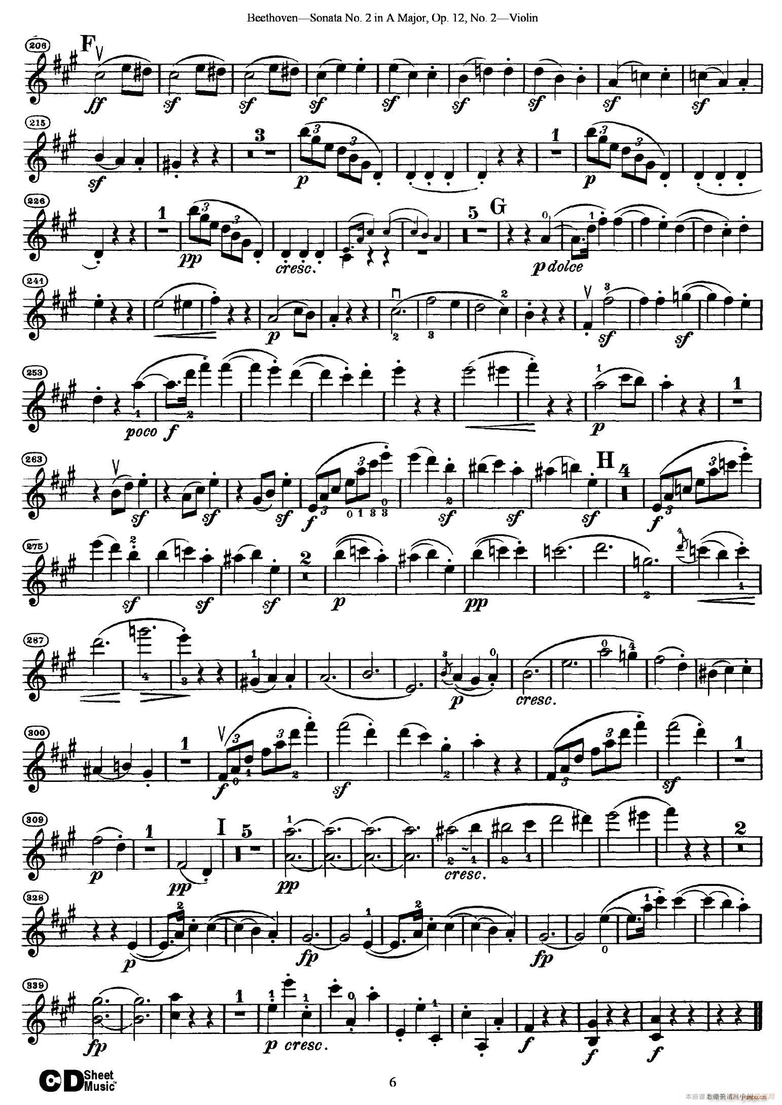 A{ڶСQ Sonata No 2 in A Major Op 12 No 2(СV)6