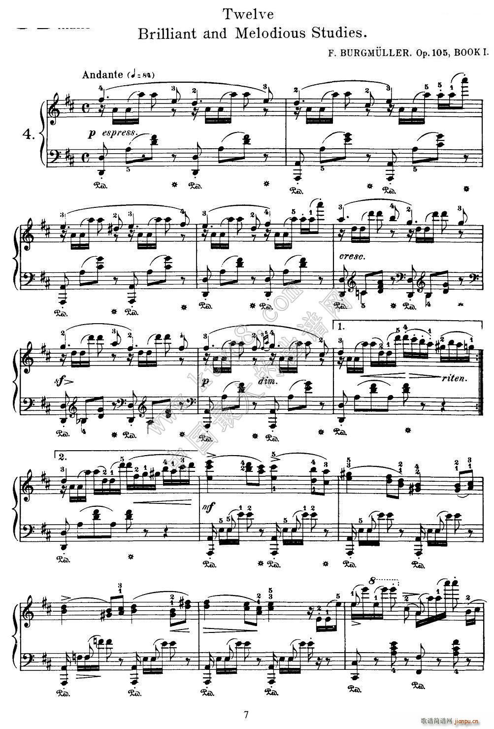 Burgmuller 12 Brillian and Melodious Studies 4(V)1
