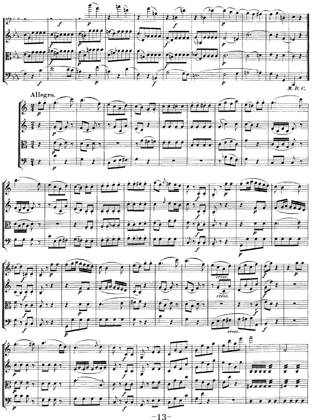 Mozart Quartet No 19 in C Major K 465(V)13