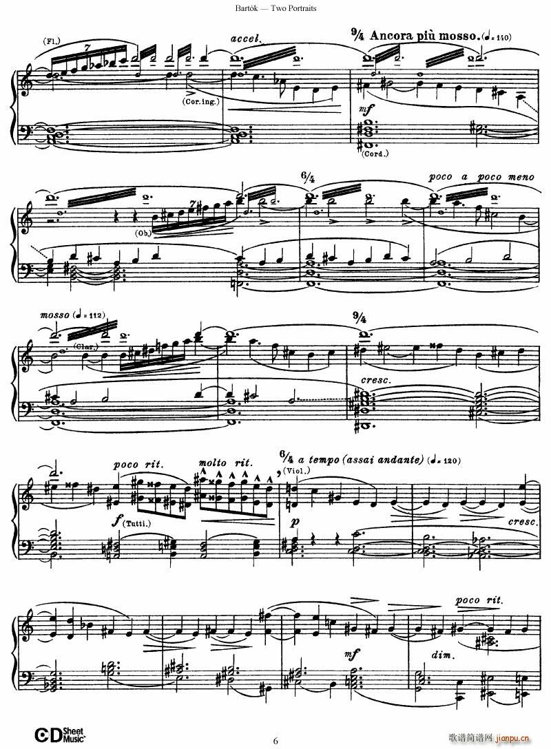 Bartok SZ 37 Two Portraits op 5(V)6