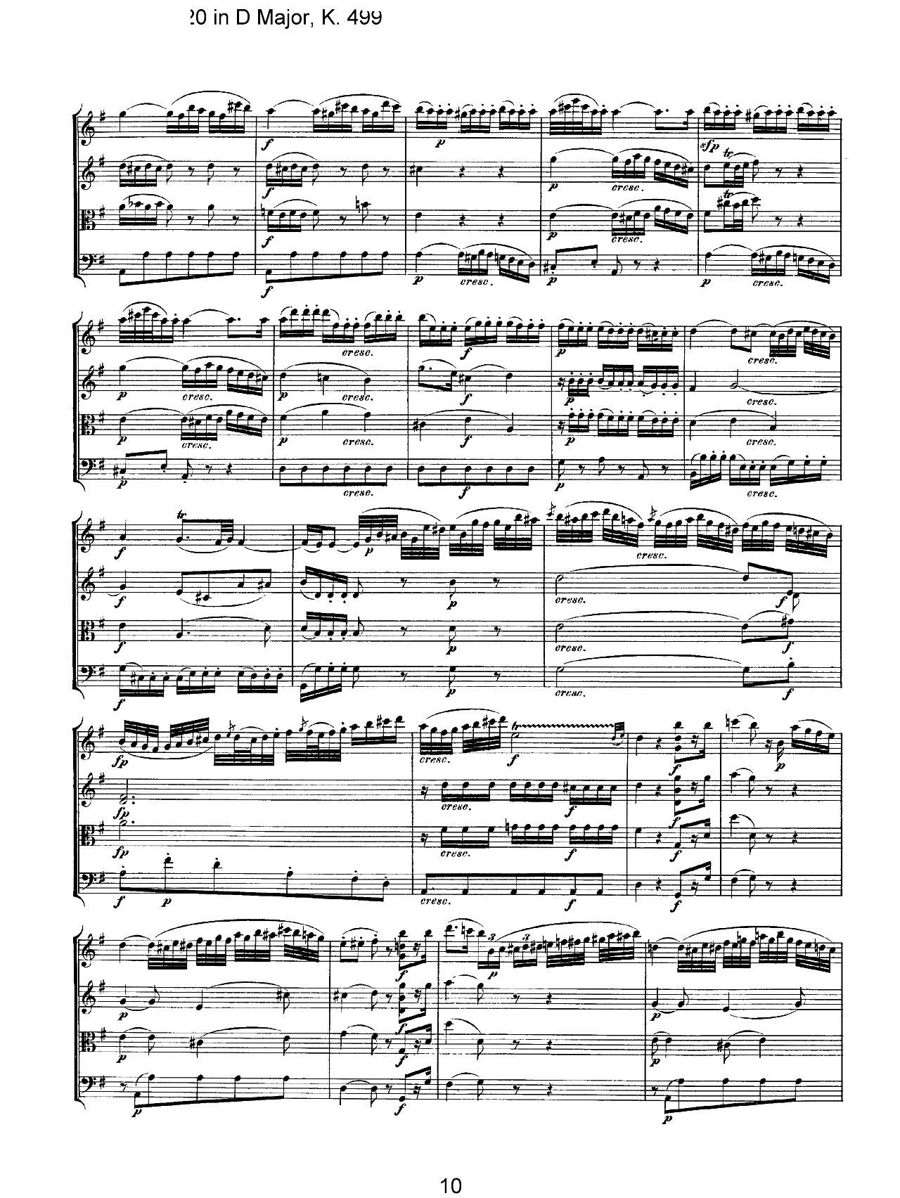 Mozart Quartet No 20 in D Major K 499(V)10