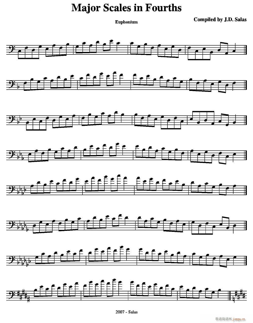 Major Scales in 4ths Euphonium �ϵ���̖�����̲��x��(ʮ�ּ�����)1