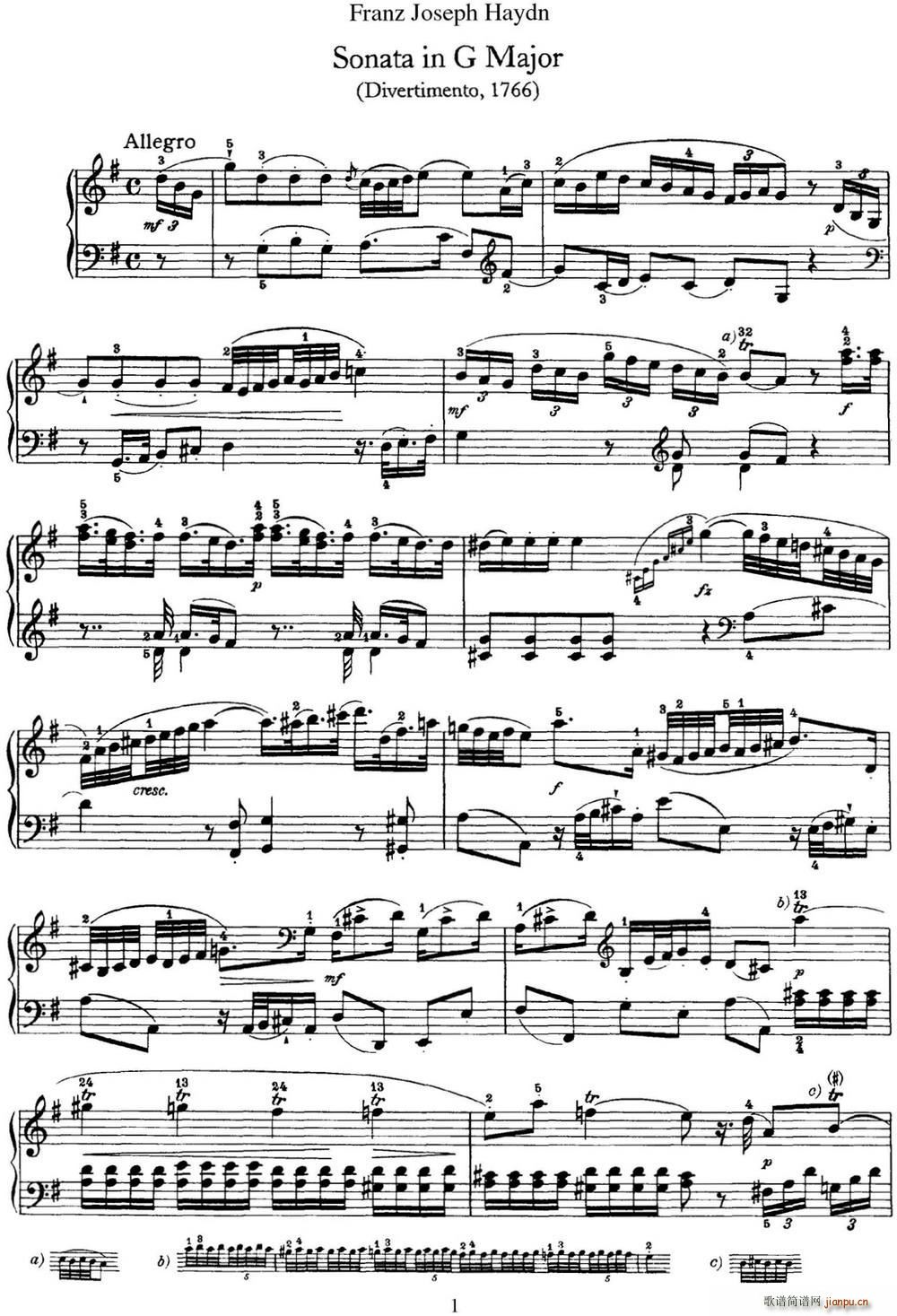 D Q Hob XVI 6 Partita G major(V)1