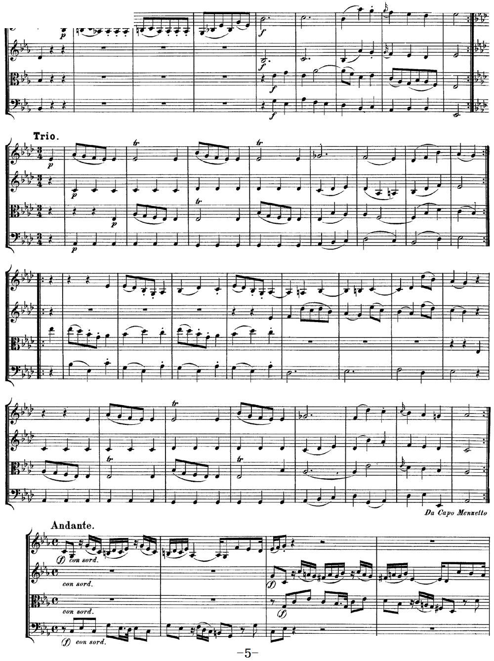 Mozart Quartet No 11 in Eb Major K 171(V)5