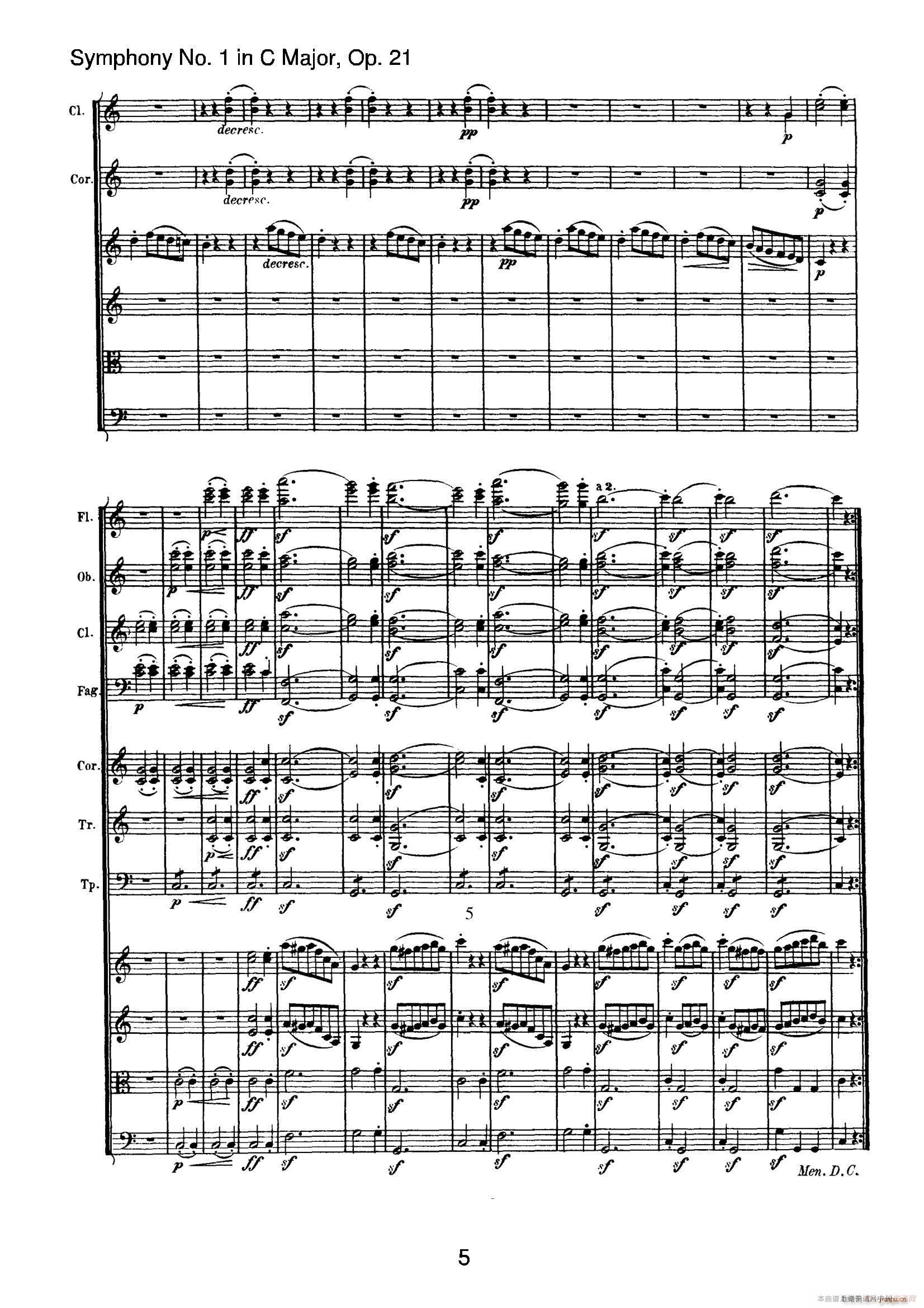 Symphony No 1 in C Major Op 21  푘(l )(V)5