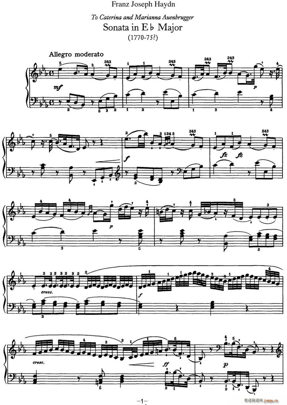 D Q Hob XVI 38 in E flat major(V)1