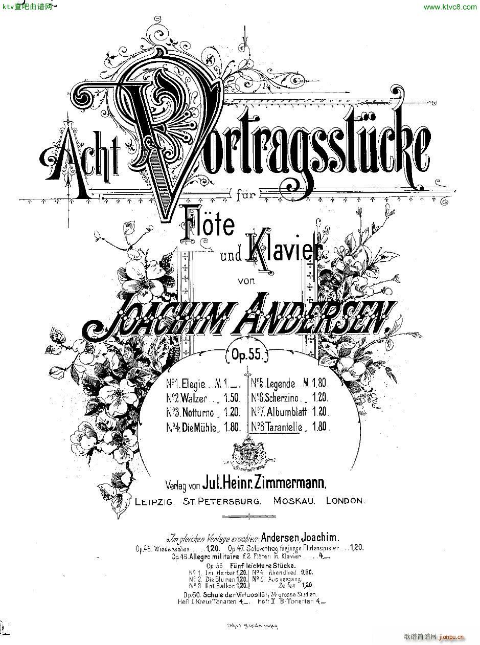 Andersen op 55 Acht Vortragsstcke fl pno(V)50