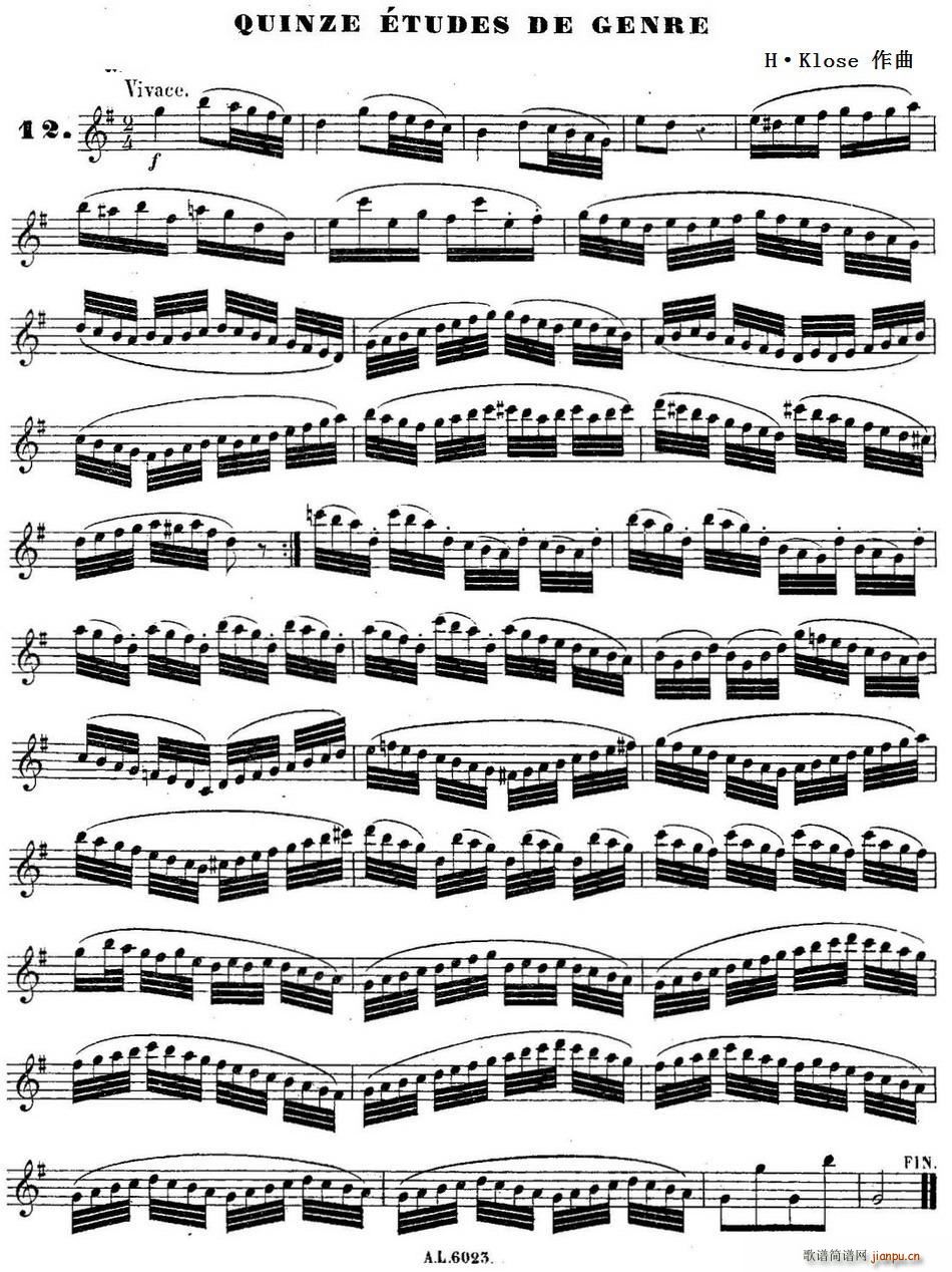 H Klose Quinze etudes de genre 12(ʮּ)1