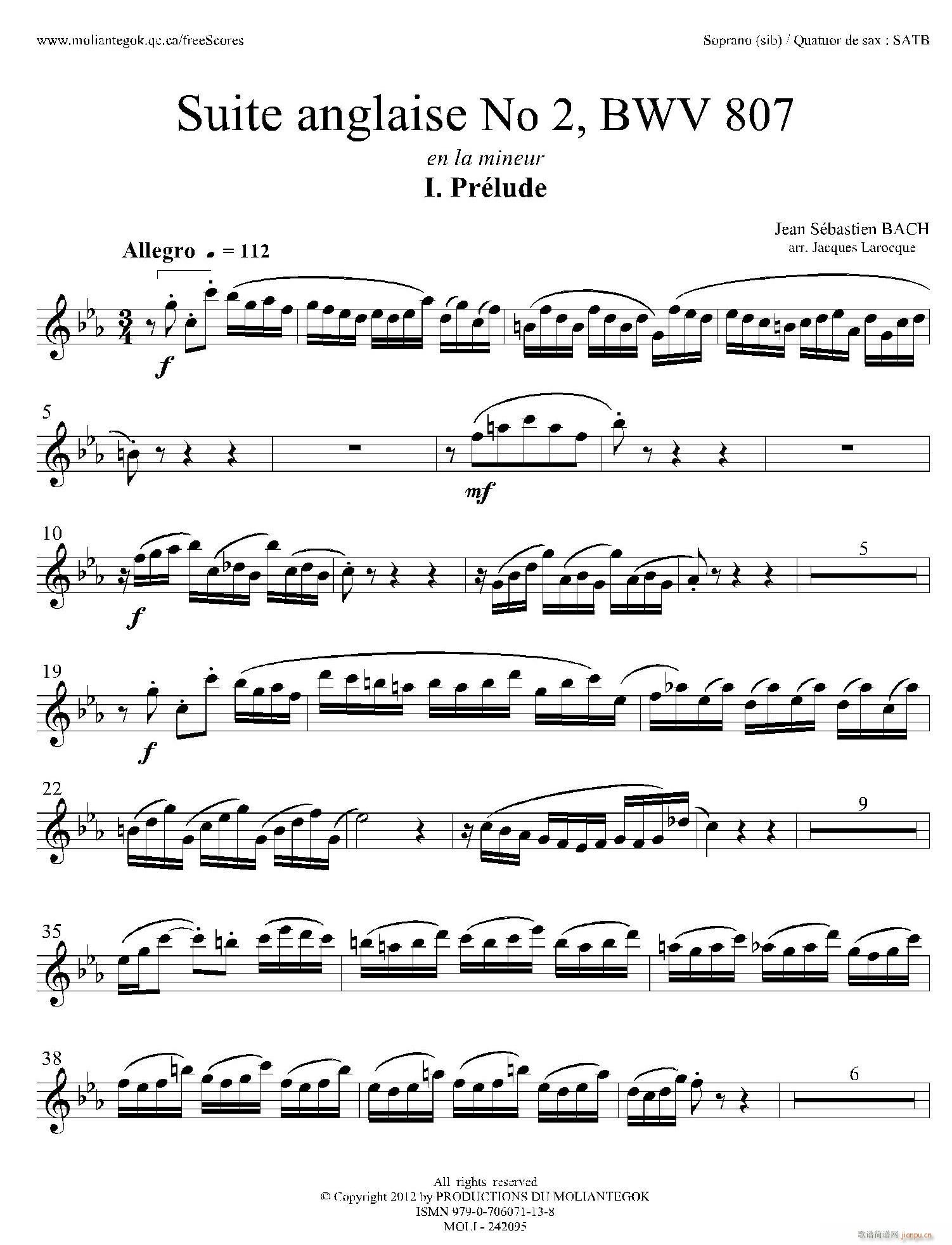 Suite anglaise No 2 BWV 807 M֮ ǰ _˹(ʮּ)1