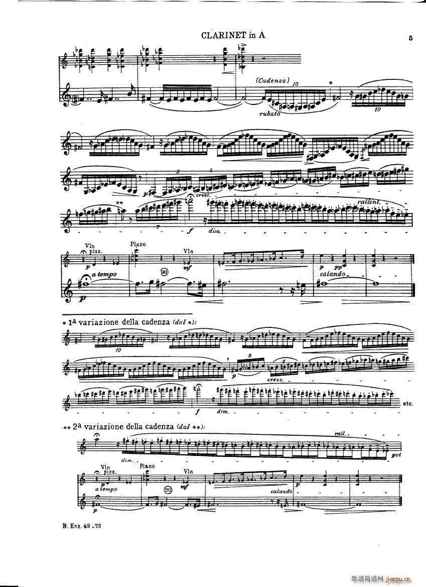 Bartok SZ 111 Contrasts clarinets A and Bb(V)5