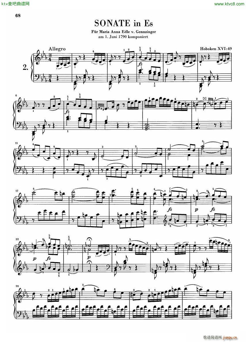 Haydn hob xvi 49sc Sonata59(V)1