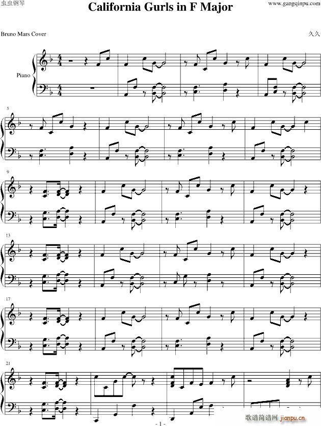 California Gurls F Major Bruno Mars (V)1