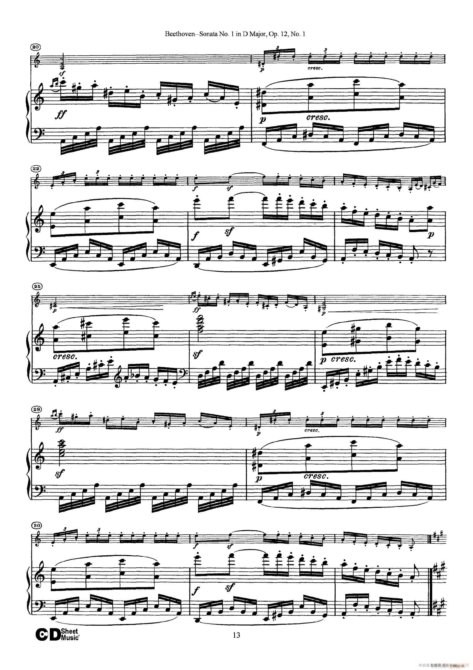 D{һСQ Sonata No 1 in D Major Op 12 No 1 ٰ(V)13