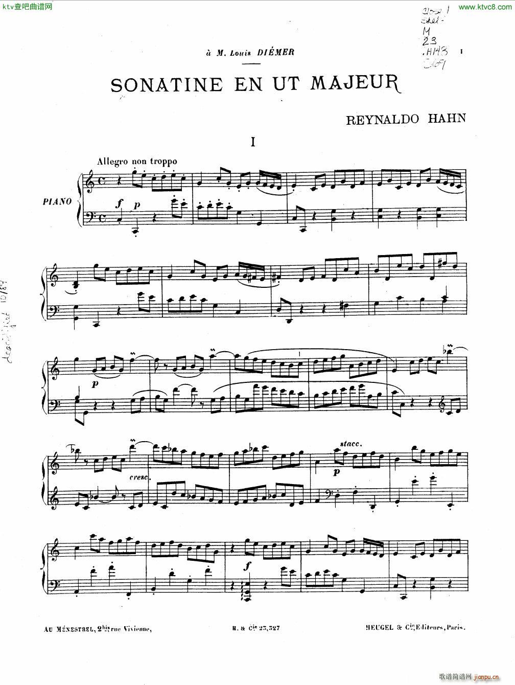 Hahn Reynaldo Piano sonatina(V)1